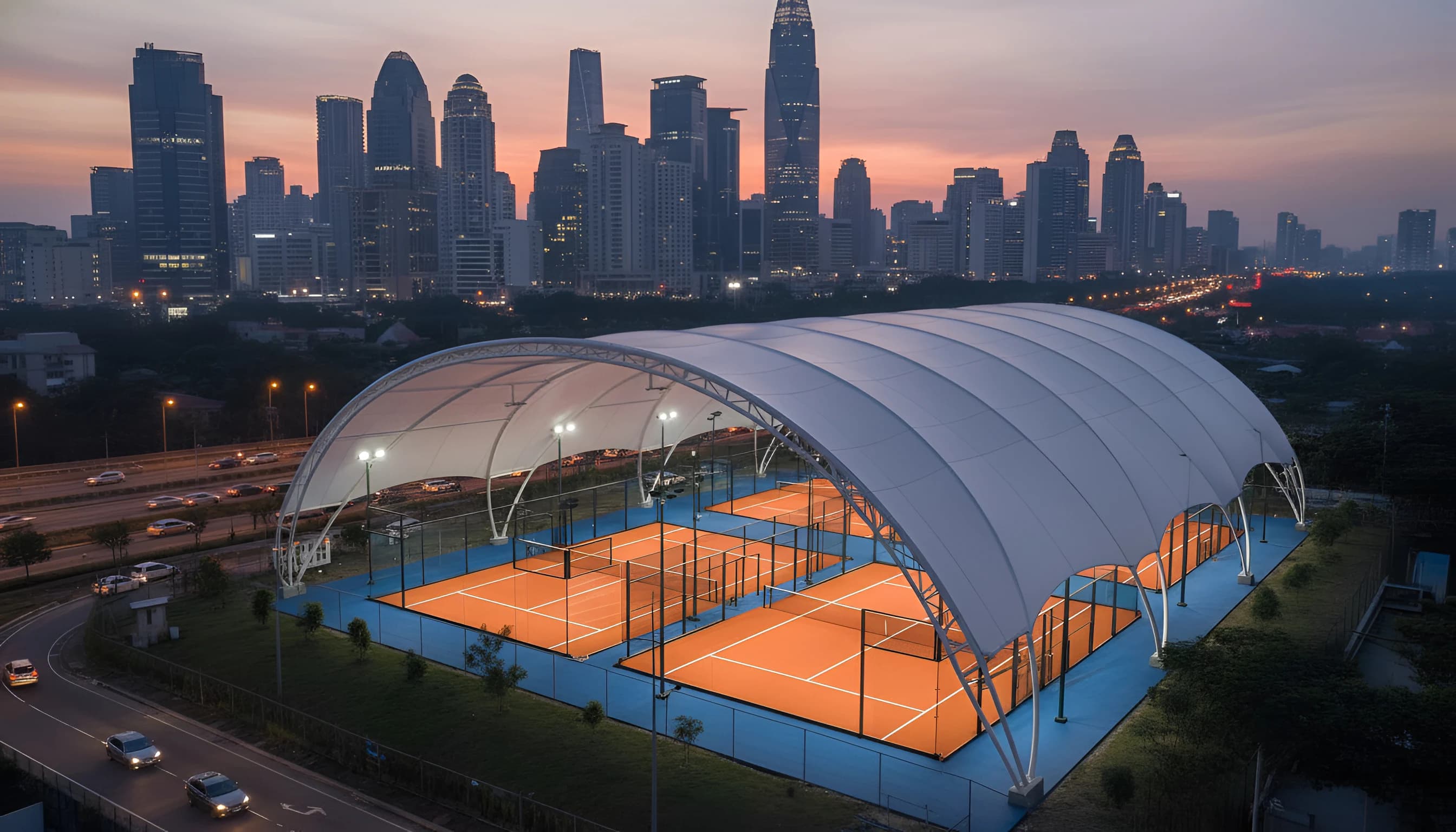 Proyek Tenda Membrane Lapangan Tenis & Atap Membran Modern Fimatent